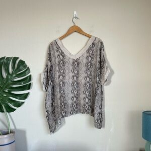 Sofia Italy Silk Snake Python Print Tee Blouse